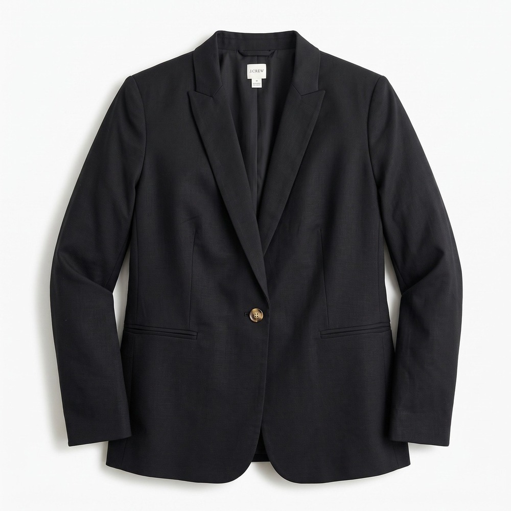 J.Crew 16 Black Blazer Womens Casual Preppy Classic One Button Jacket